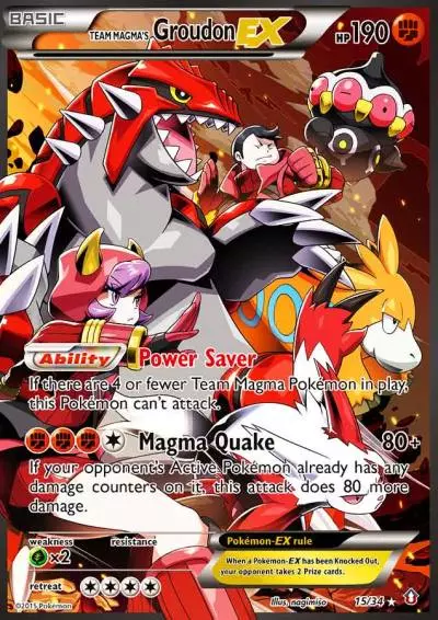 Team Magma's Groudon-EX 15/34 Double Crisis Pokemon card