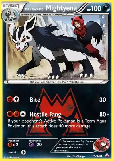 Team Magma's Mightyena 19/34 Double Crisis Pokemon card