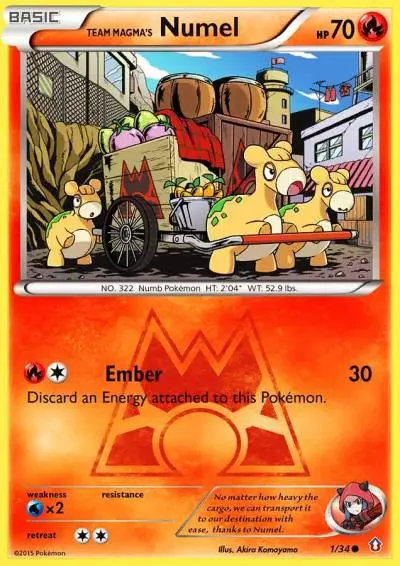 Team Magma's Numel 1/34 Double Crisis Pokemon card