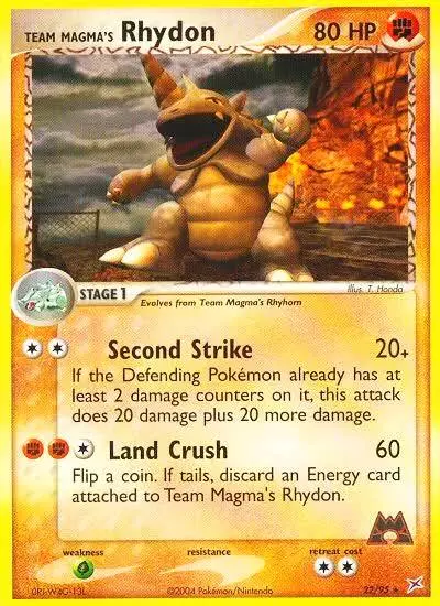 Team Magma's Rhydon 22/95 Team Magma vs Team Aqua Pokemon card