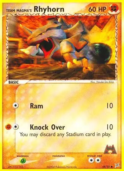 Team Magma's Rhyhorn 68/95 Team Magma vs Team Aqua Pokemon card