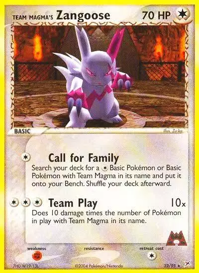 Team Magma's Zangoose 23/95 Team Magma vs Team Aqua Pokemon card