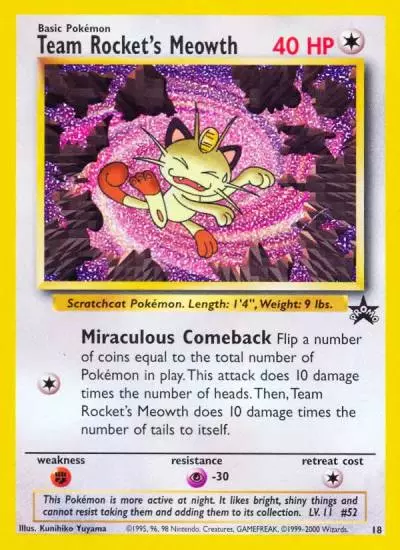 Team Rocket's Meowth 18/53 Wizards Black Star Promos Pokemon card