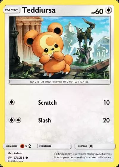 Teddiursa 171/236 Cosmic Eclipse Pokemon card