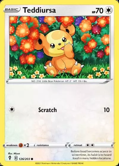 Teddiursa 126/203 Evolving Skies Pokemon card