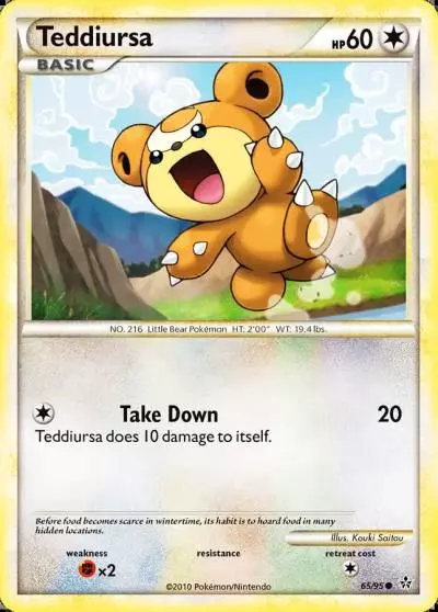 Teddiursa 65/95 HS—Unleashed Pokemon card