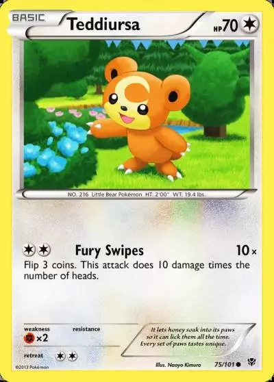 Teddiursa 75/101 Plasma Blast Pokemon card