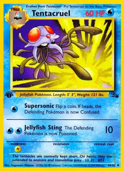 Tentacruel 44/62 Fossil Pokemon card