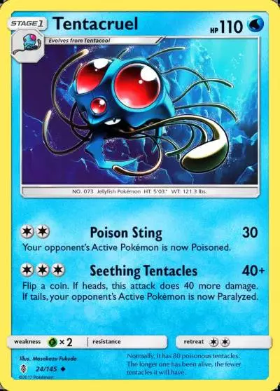 Tentacruel 24/145 Guardians Rising Pokemon card