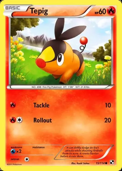 Tepig 15/114 Black & White Pokemon card