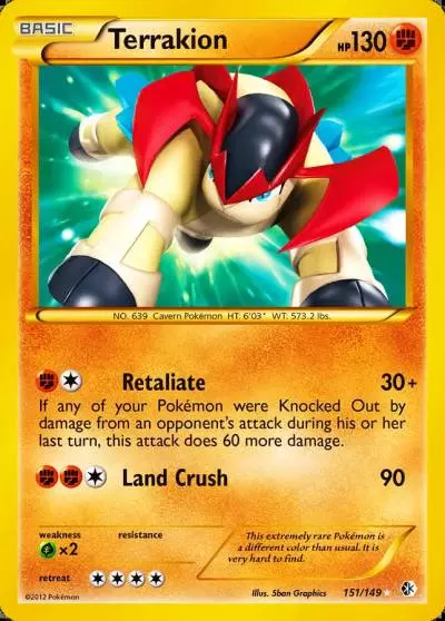 Terrakion 151/149 Boundaries Crossed Pokemon card