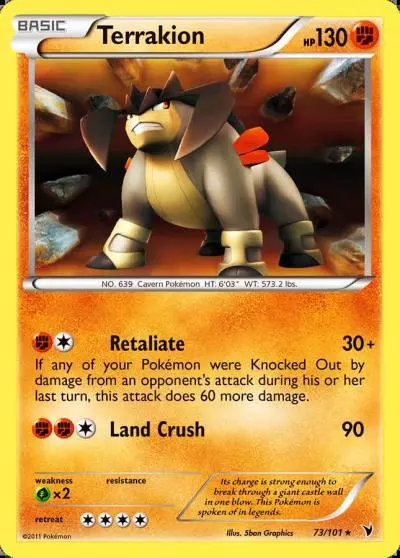 Terrakion 73/101 Noble Victories Pokemon card