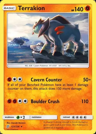 Terrakion 122/236 Unified Minds Pokemon card