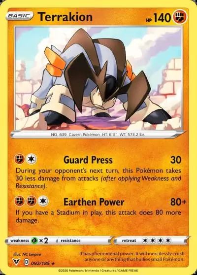 Terrakion 92/185 Vivid Voltage Pokemon card
