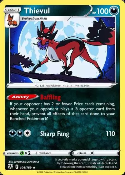 Thievul 104/189 Astral Radiance Pokemon card