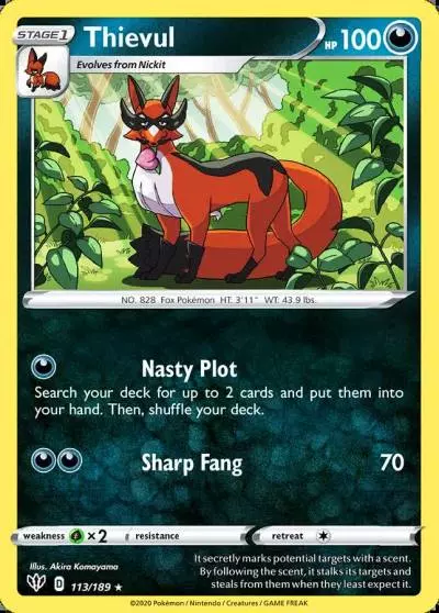 Thievul 113/189 Darkness Ablaze Pokemon card