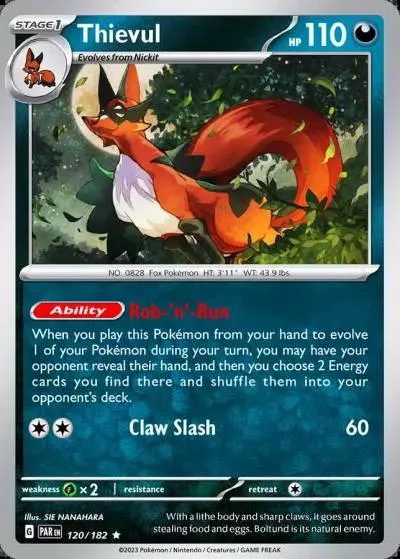 Thievul 120/182 Paradox Rift Pokemon card
