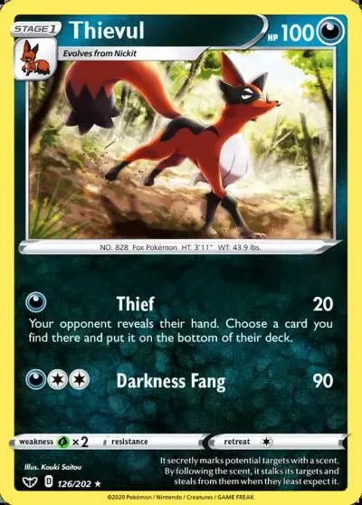 Thievul 126/202 Sword & Shield Pokemon card