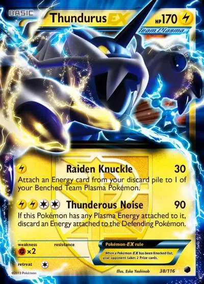 Thundurus-EX 38/116 Plasma Freeze Pokemon card