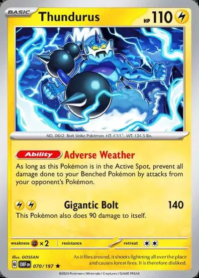 Thundurus 70/197 Obsidian Flames Pokemon card
