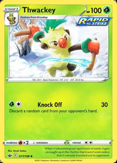 Thwackey 17/198 Chilling Reign Pokemon card