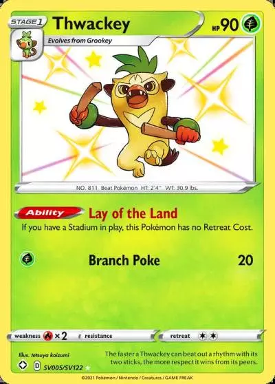 Thwackey SV005/122 Shining Fates Shiny Vault Pokemon card