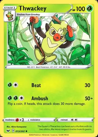 Thwackey 13/202 Sword & Shield Pokemon card