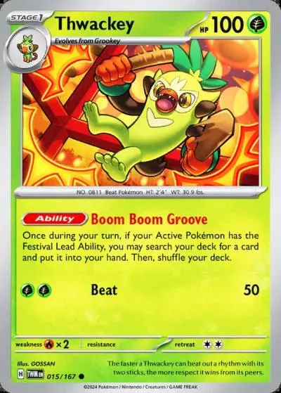 Thwackey 15/167 Twilight Masquerade Pokemon card