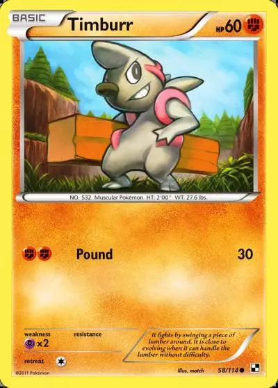 Timburr 58/114 Black & White Pokemon card