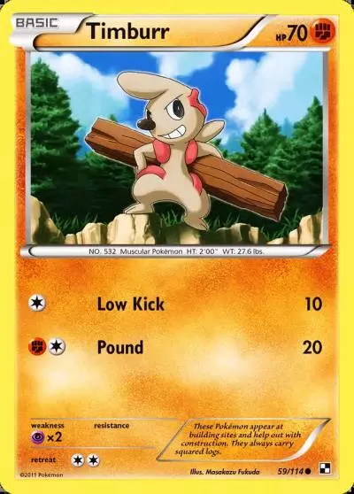 Timburr 59/114 Black & White Pokemon card