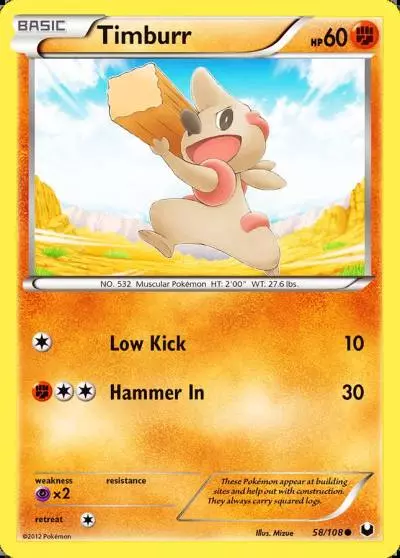 Timburr 58/108 Dark Explorers Pokemon card