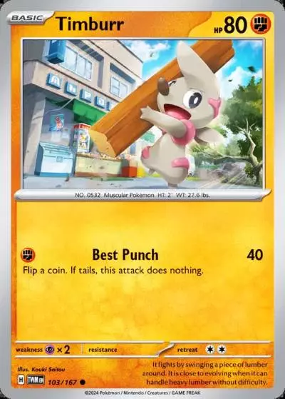 Timburr 103/167 Twilight Masquerade Pokemon card