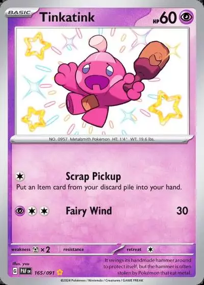 Tinkatink 165/91 Paldean Fates Pokemon card