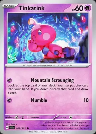 Tinkatink 82/182 Paradox Rift Pokemon card