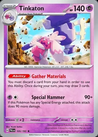 Tinkaton 105/193 Paldea Evolved Pokemon card