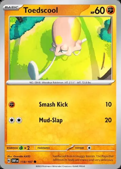 Toedscool 118/197 Obsidian Flames Pokemon card