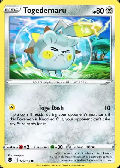 Togedemaru 127/195 Silver Tempest Pokemon card