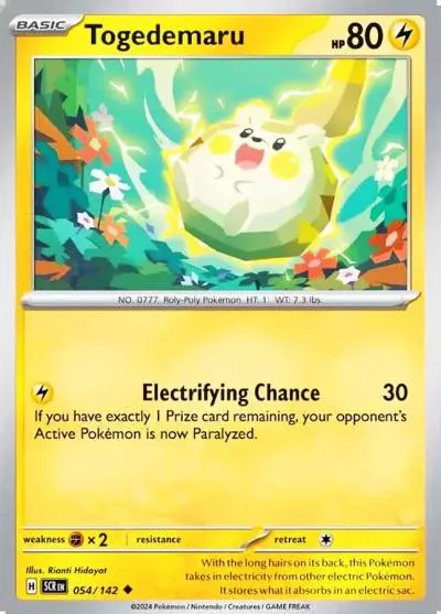 Togedemaru 54/142 Stellar Crown Pokemon card