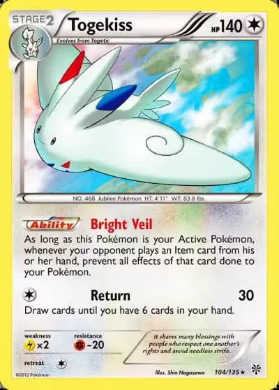 Togekiss 104/135 Plasma Storm Pokemon card