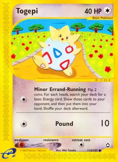 Togepi 114/147 Aquapolis Pokemon card