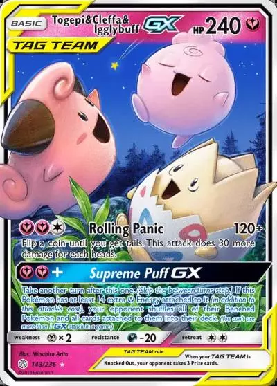 Togepi & Cleffa & Igglybuff-GX 143/236 Cosmic Eclipse Pokemon card