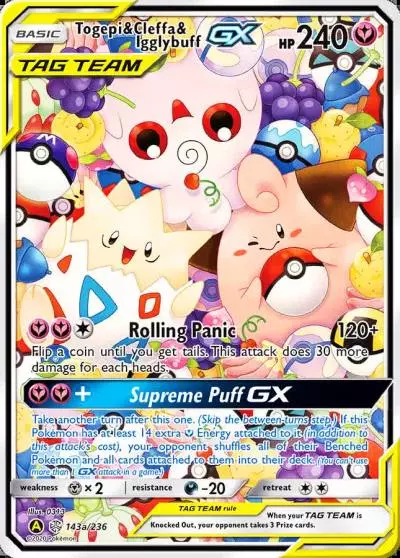 Togepi & Cleffa & Igglybuff-GX 143a/236 Cosmic Eclipse Pokemon card