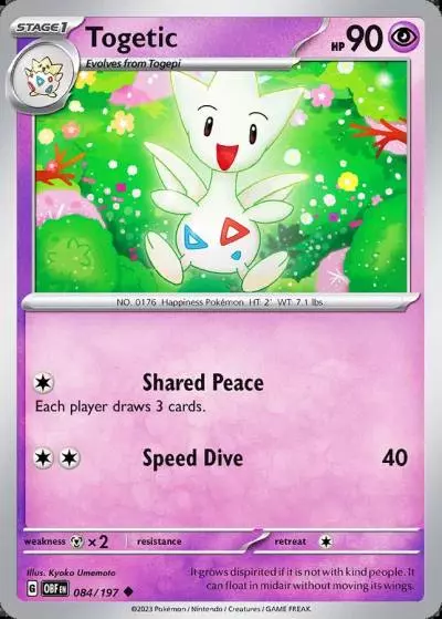 Togetic 84/197 Obsidian Flames Pokemon card