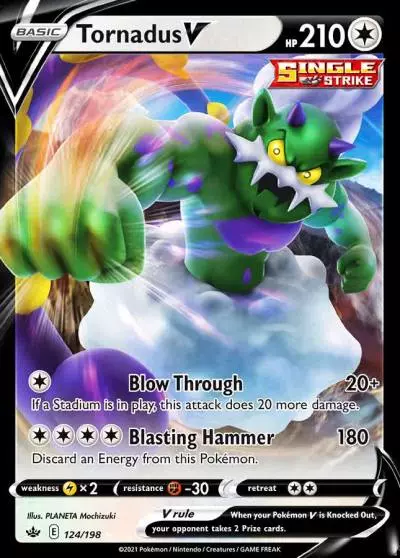Tornadus V 124/198 Chilling Reign Pokemon card