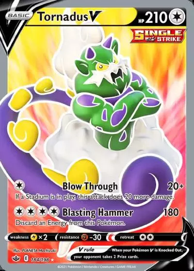 Tornadus V 184/198 Chilling Reign Pokemon card