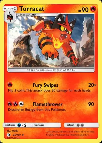 Torracat 25/149 Sun & Moon Pokemon card