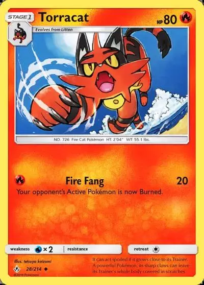 Torracat 28/214 Unbroken Bonds Pokemon card