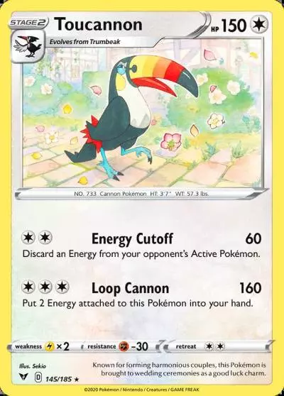 Toucannon 145/185 Vivid Voltage Pokemon card