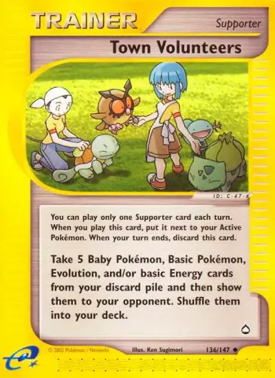 Town Volunteers 136/147 Aquapolis Pokemon card