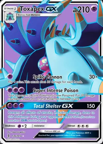 Toxapex-GX 136/145 Guardians Rising Pokemon card